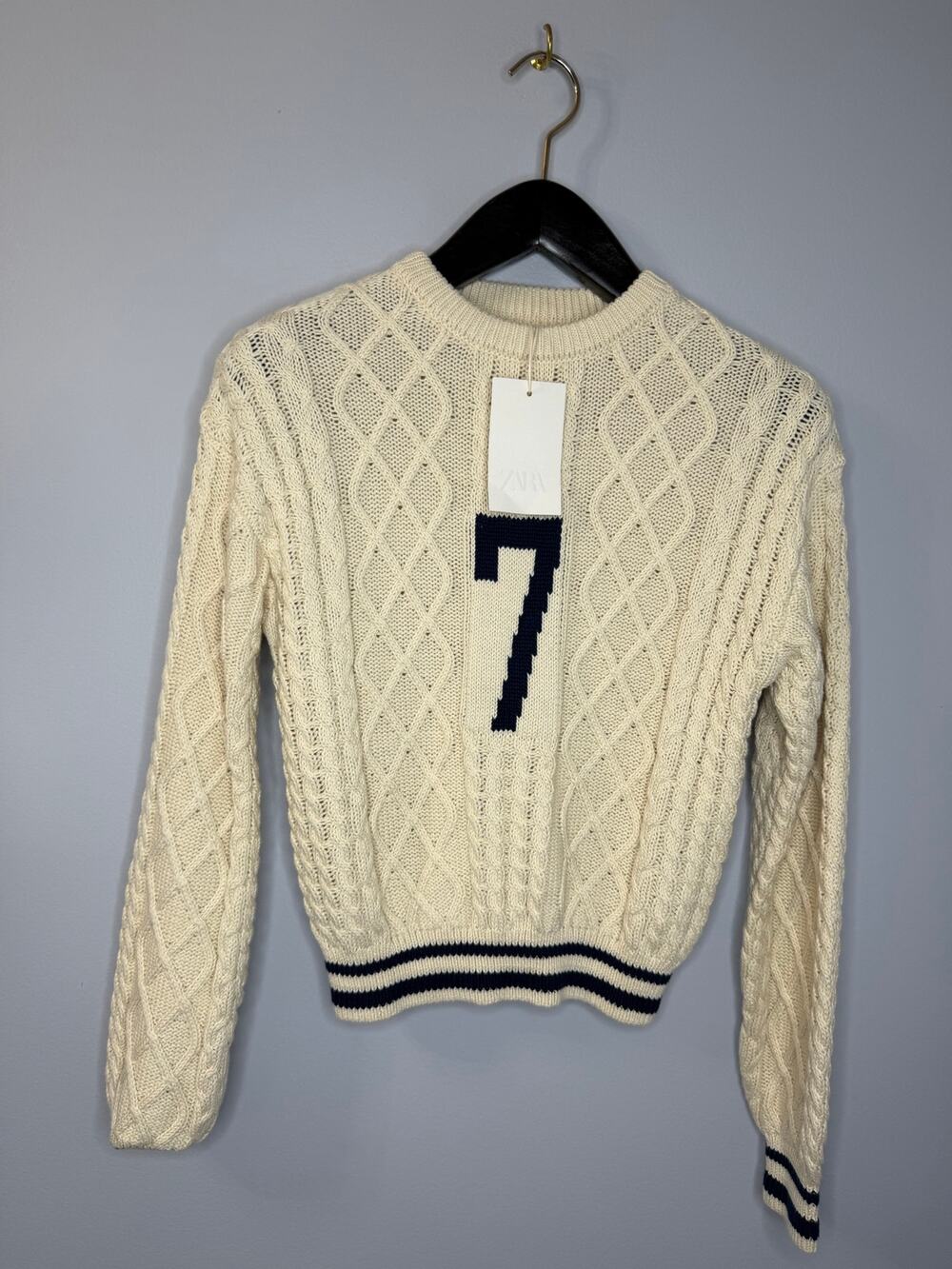 Zara Cable Knit Fisherman Cream Sweater Cotton Girls 12/13 Year New